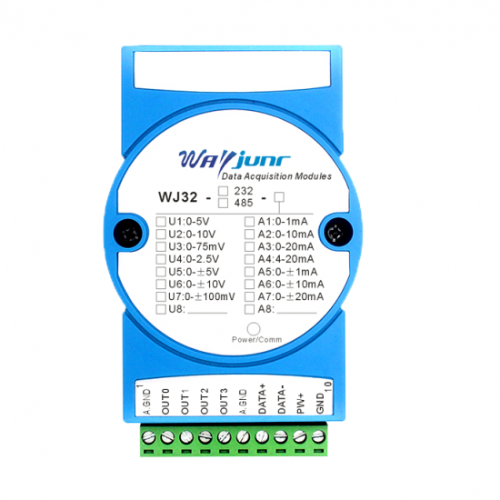 RS232 / RS485 signal to 4-channel analog signal (4-20mA / 0-10V)