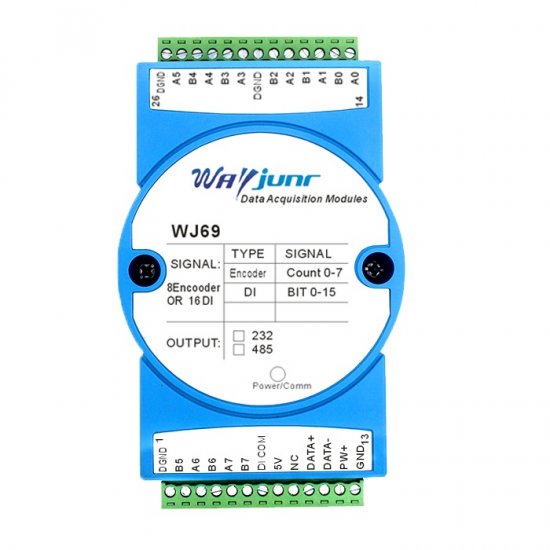 8-channel encoder or 16-channel DI counter, Modbus RTU WJ69 - Click Image to Close